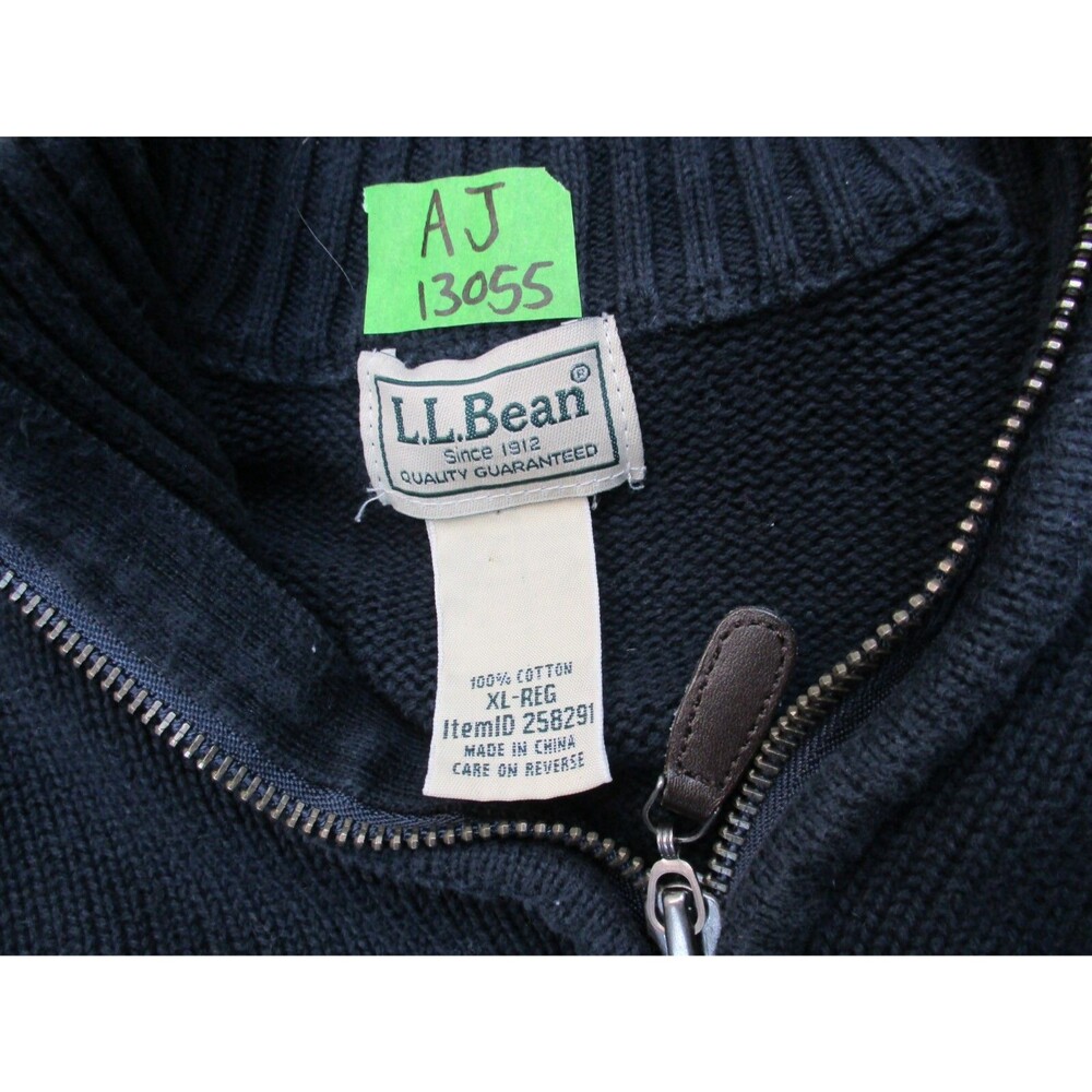 LL Bean Sweater Adult Extra Large XL Blue Pullover Quarter Zip Preppy Mens - Picture 10 of 11